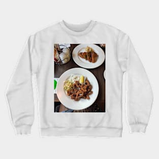 a plate of calamari and barbecue wings Crewneck Sweatshirt